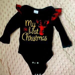 SHEIN Black and Red Holiday Bodysuit Festive One Piece